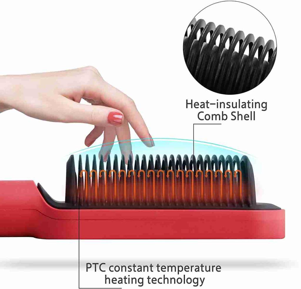 Hair Straightener Brush Curling Comb 2 In 1 Hair Hot Comb Anti-Scald For Girls Electric Heated Hair Styler Tool, Travel, Professional Salon at Home